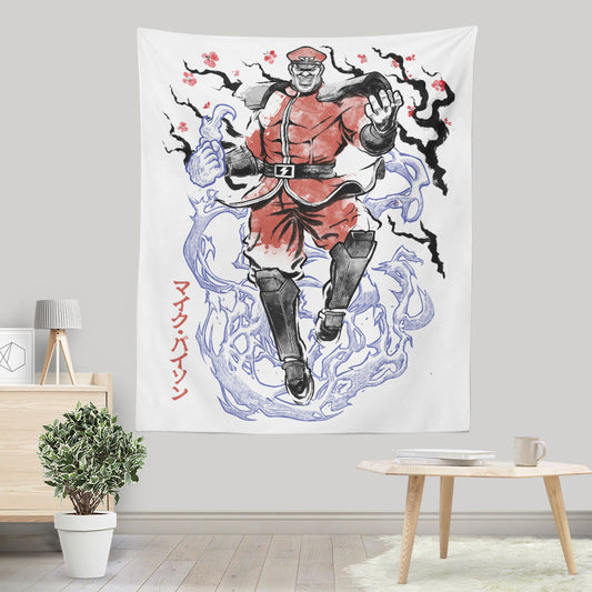 Crimson Dictator Sumi-e - Wall Tapestry