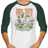 Cucumber Sushi Dragon - 3/4 Sleeve Raglan T-Shirt