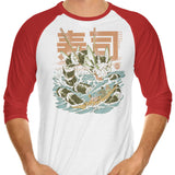 Cucumber Sushi Dragon - 3/4 Sleeve Raglan T-Shirt