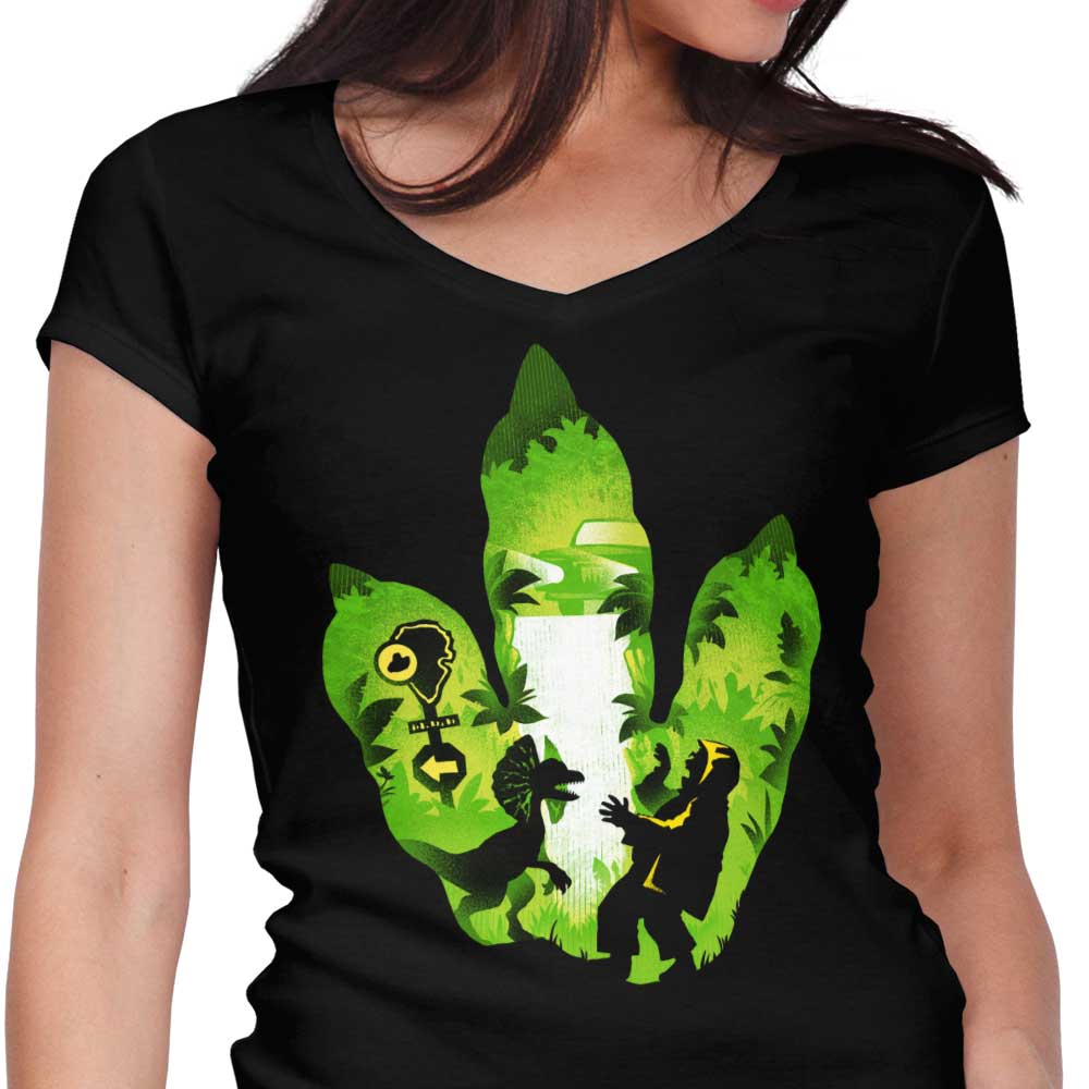 Dilophosaurus Footprint - Women's V-Neck