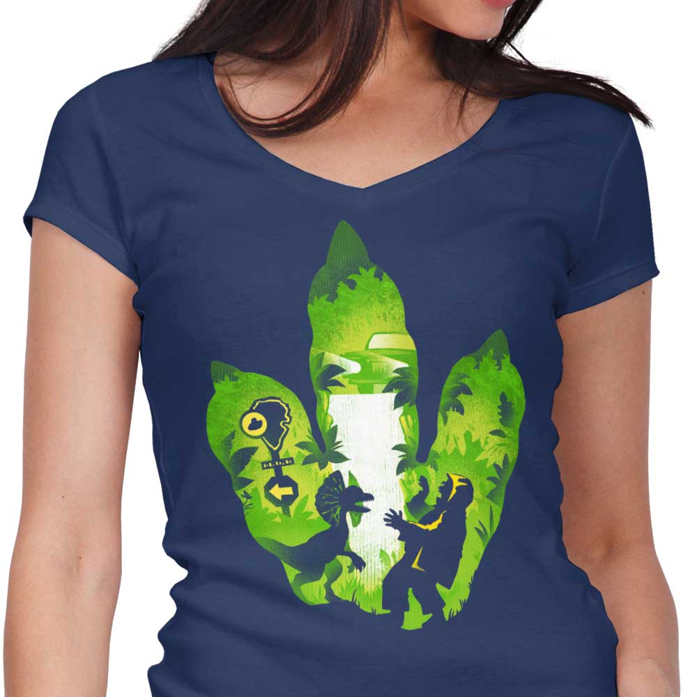 Dilophosaurus Footprint - Women's V-Neck