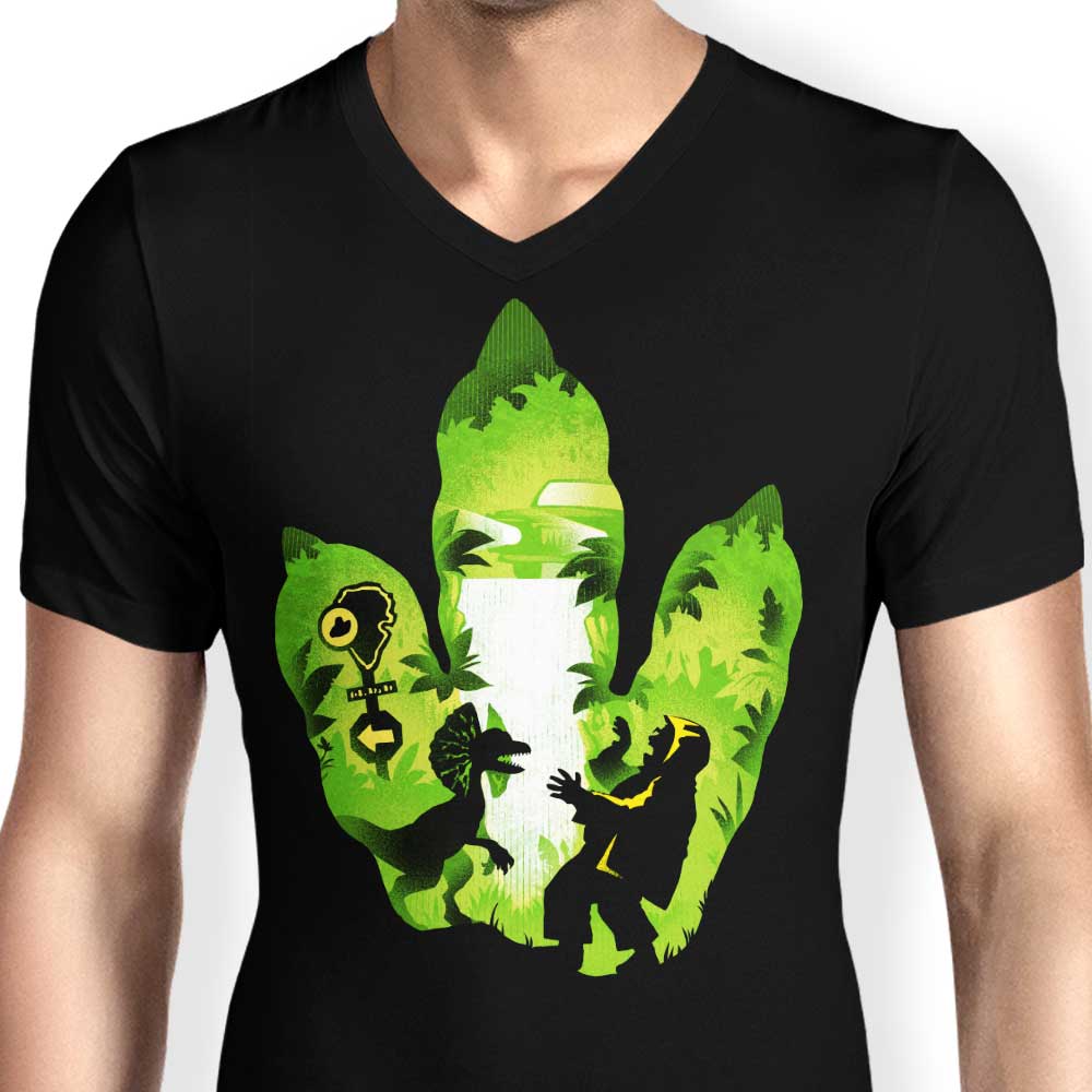 Dilophosaurus Footprint - Men's V-Neck