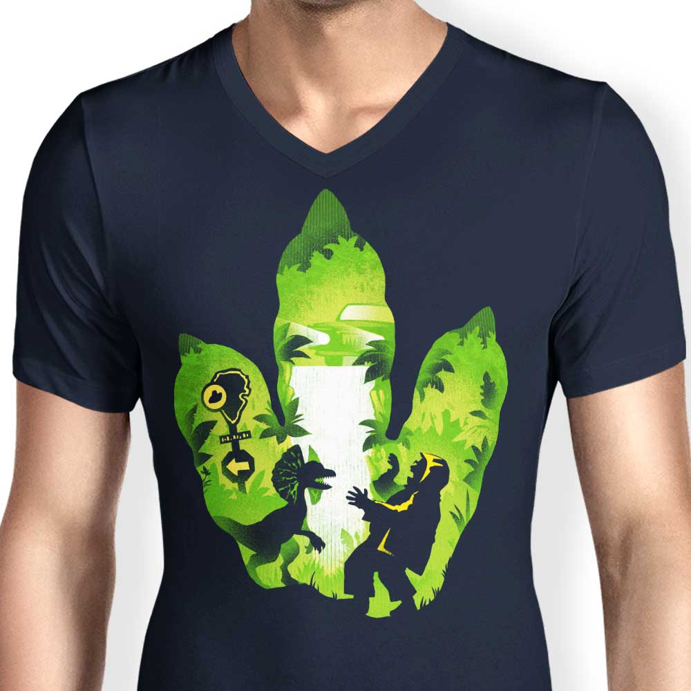 Dilophosaurus Footprint - Men's V-Neck