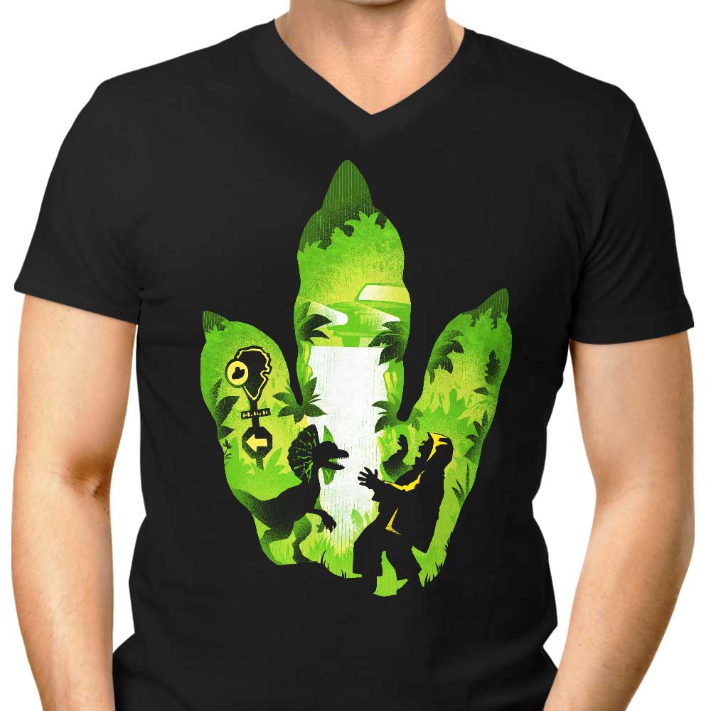 Dilophosaurus Footprint - Men's V-Neck