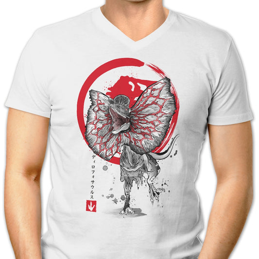 Dilophosaurus Sumi-e - Men's V-Neck