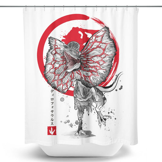 Dilophosaurus Sumi-e - Shower Curtain