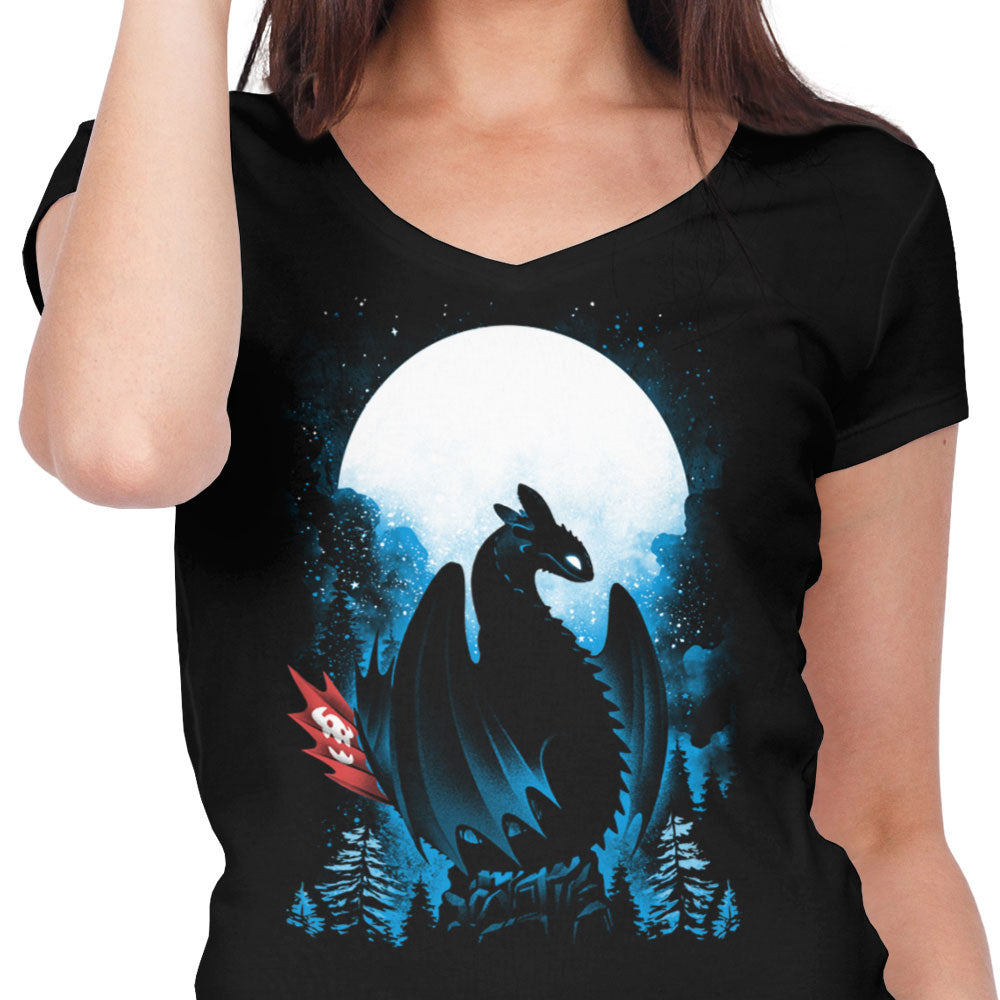 Dragon in the Moonlight - Women's V-Neck