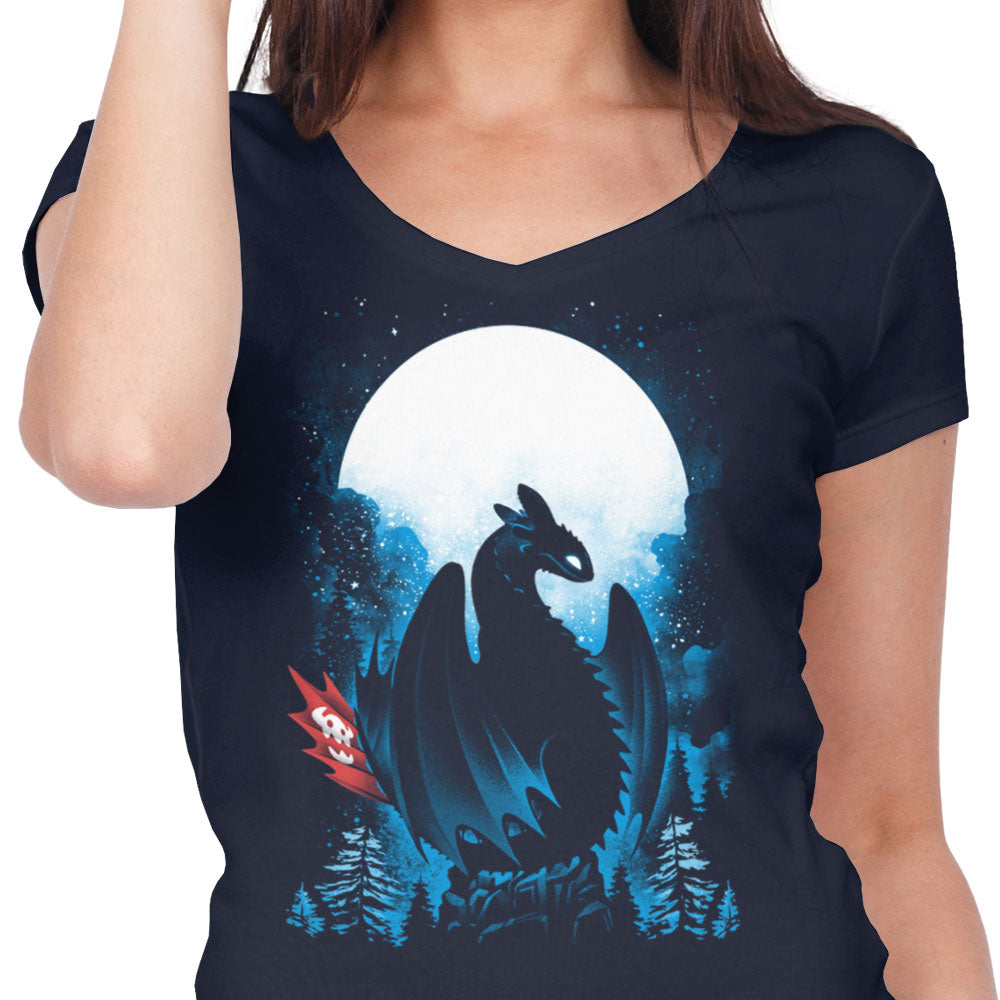 Dragon in the Moonlight - Women's V-Neck