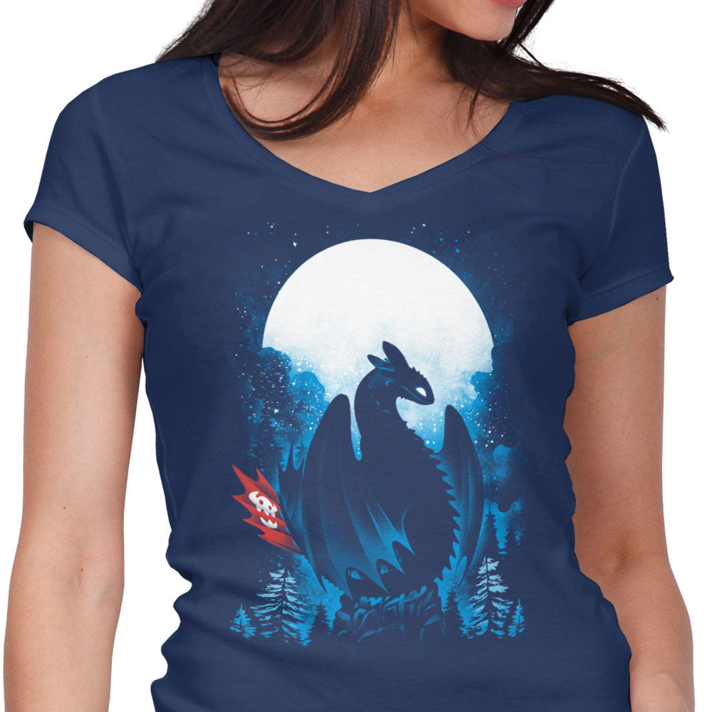 Dragon in the Moonlight - Women's V-Neck