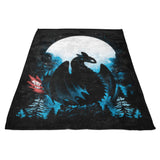 Dragon in the Moonlight - Fleece Blanket