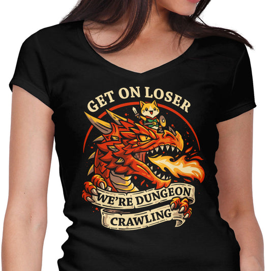 Dungeon Crawling Dragon - Women's V-Neck