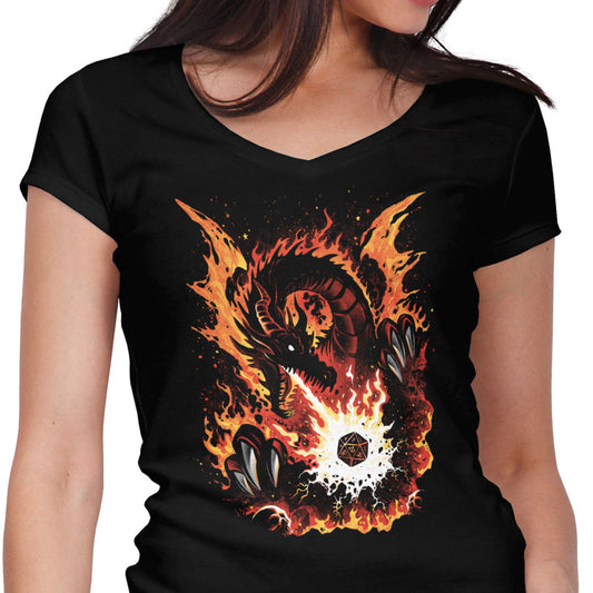 Fiery Red Dragon - Women's V-Neck