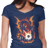 Fiery Red Dragon - Women's V-Neck