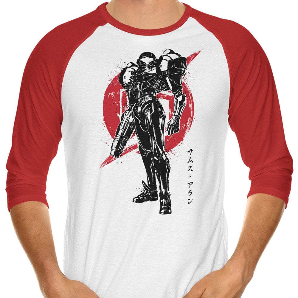 Galactic Bounty Hunter Sumi-e - 3/4 Sleeve Raglan T-Shirt