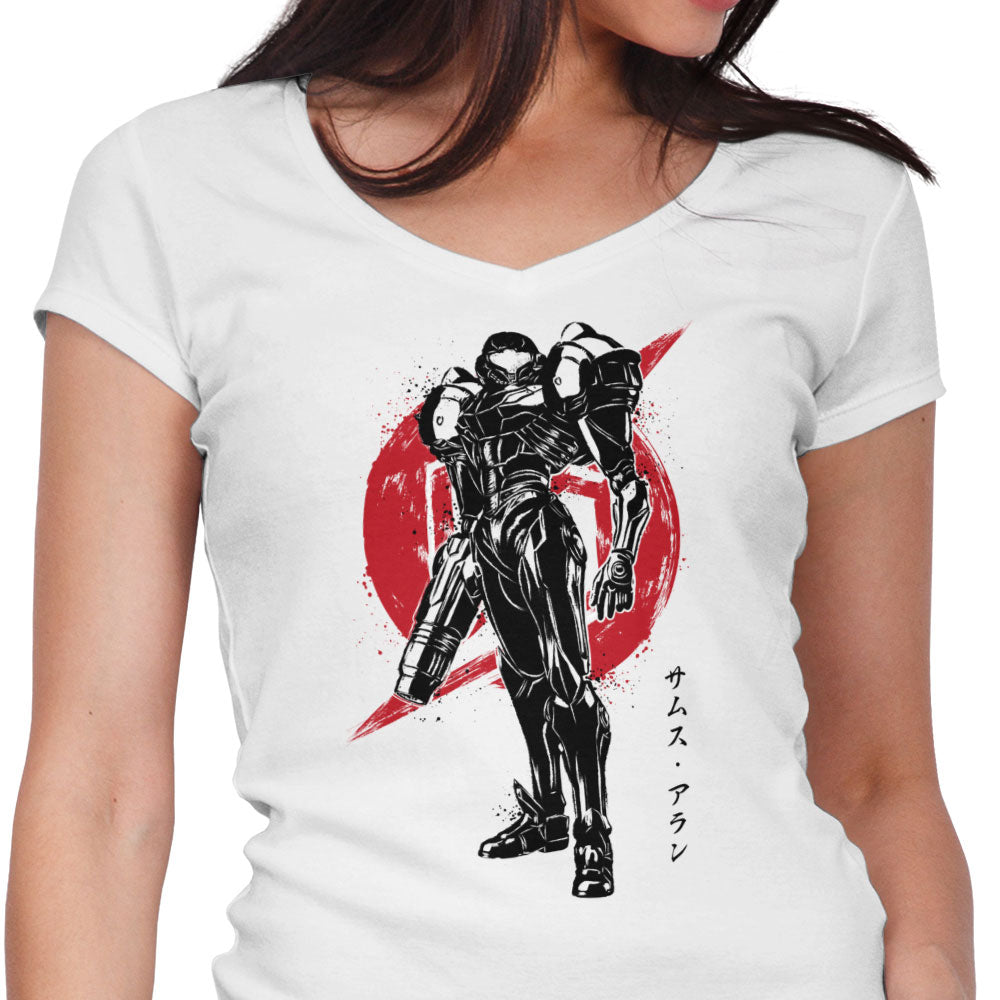 Galactic Bounty Hunter Sumi-e - Women's V-Neck