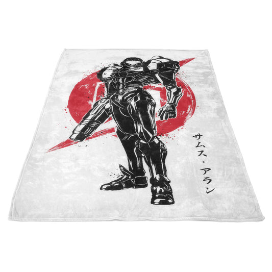 Galactic Bounty Hunter Sumi-e - Fleece Blanket