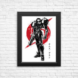 Galactic Bounty Hunter Sumi-e - Posters & Prints
