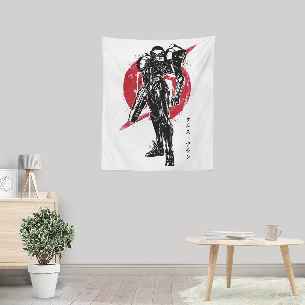 Galactic Bounty Hunter Sumi-e - Wall Tapestry