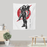 Galactic Bounty Hunter Sumi-e - Wall Tapestry