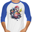 Go Kart Watercolor - 3/4 Sleeve Raglan T-Shirt