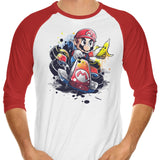 Go Kart Watercolor - 3/4 Sleeve Raglan T-Shirt
