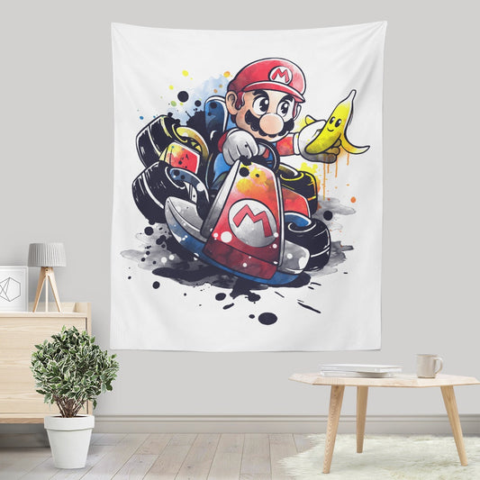 Go Kart Watercolor - Wall Tapestry