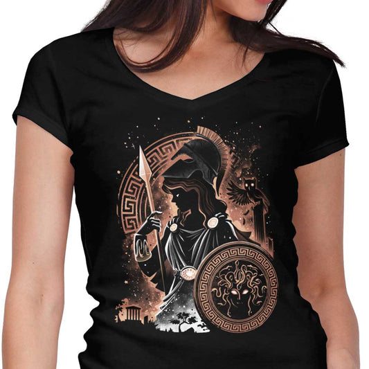 Goddess of Wisdom, Arts, and War - Women's V-Neck