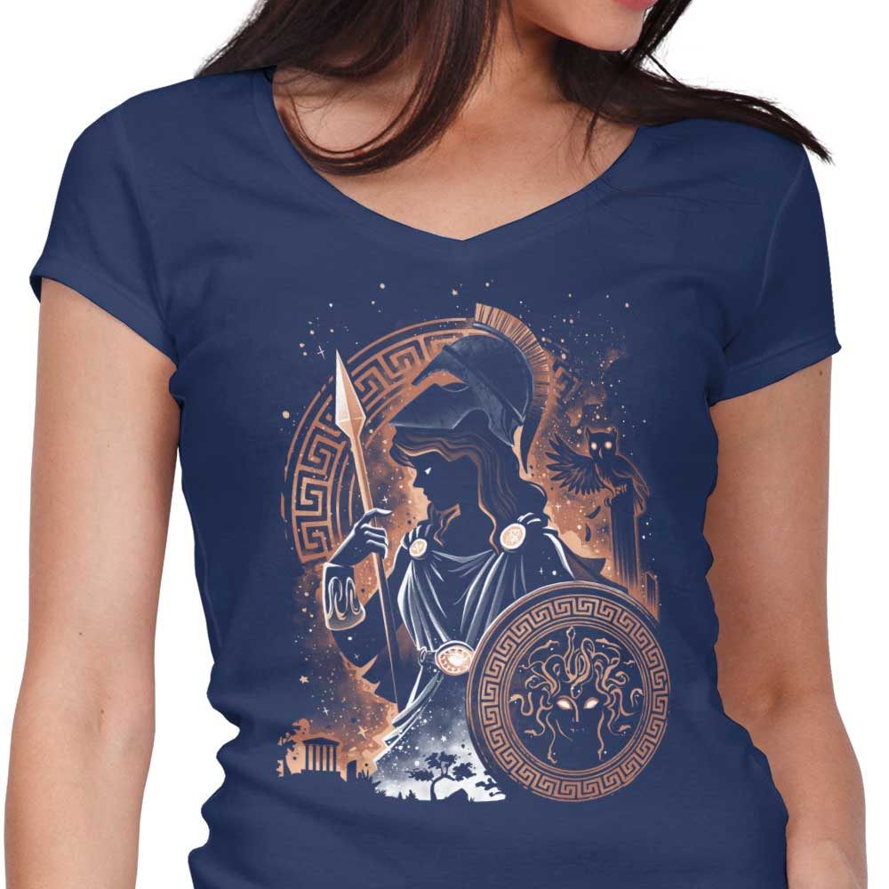 Goddess of Wisdom, Arts, and War - Women's V-Neck