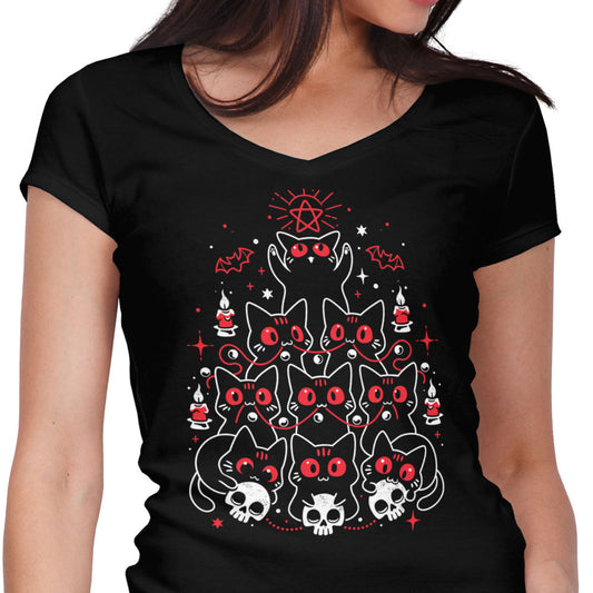 Gothic Christmas Kittens - Women's V-Neck