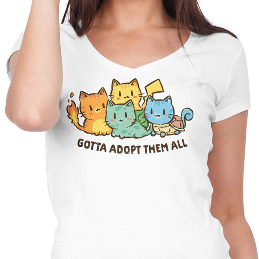 Gotta Adopt 'Em All - Women's V-Neck