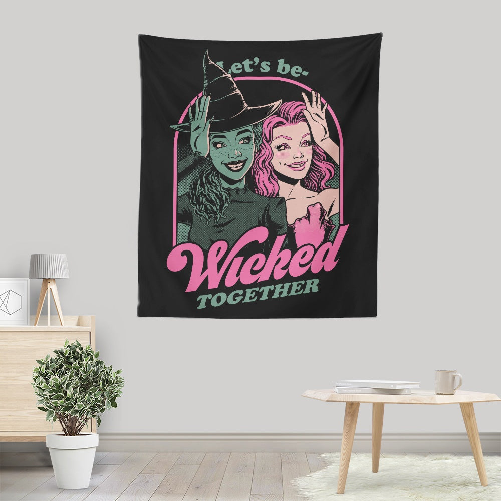 Green and Pink Witches - Wall Tapestry