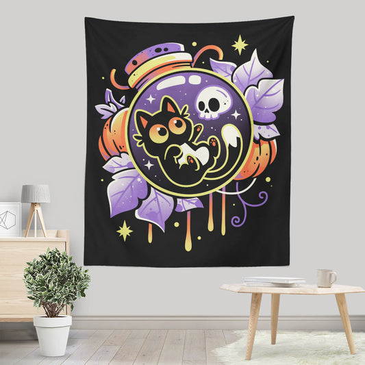 Halloween Bottled Kitten - Wall Tapestry