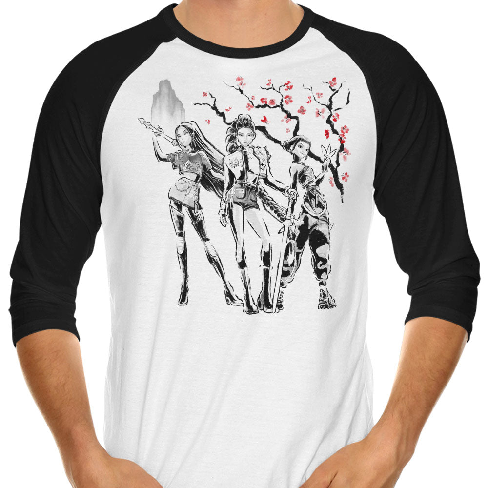 Huntrix Sumi-e - 3/4 Sleeve Raglan T-Shirt