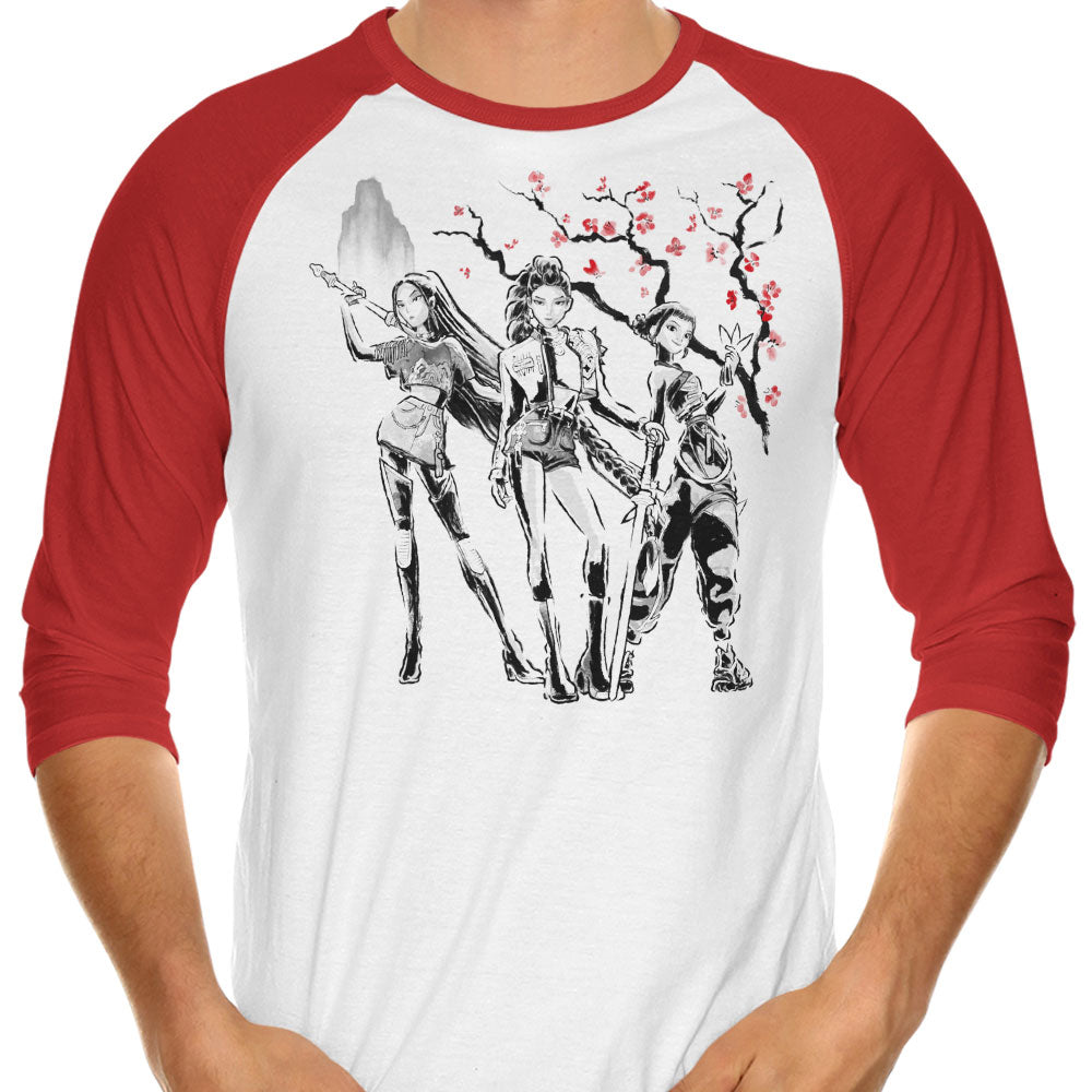 Huntrix Sumi-e - 3/4 Sleeve Raglan T-Shirt