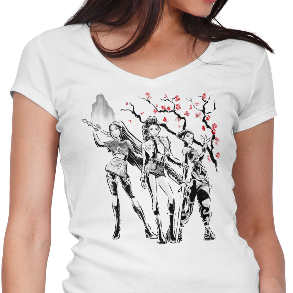 Huntrix Sumi-e - Women's V-Neck