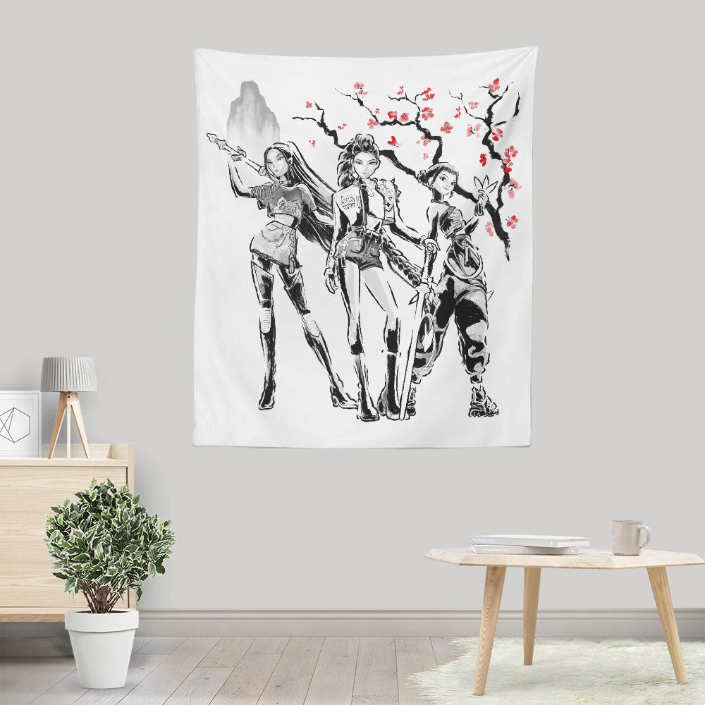 Huntrix Sumi-e - Wall Tapestry