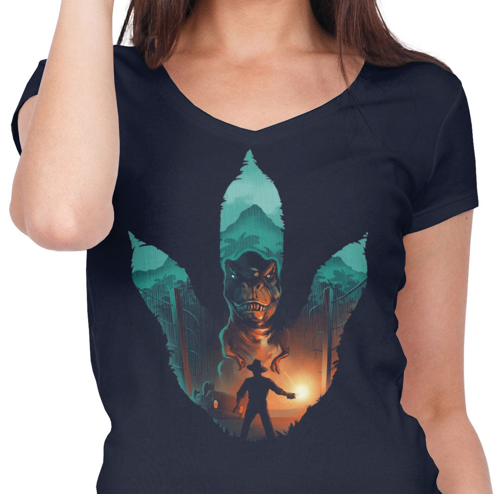 Jurassic Footprint - Women's V-Neck