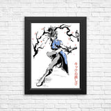 Kicking Beauty Sumi-e - Posters & Prints
