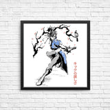 Kicking Beauty Sumi-e - Posters & Prints