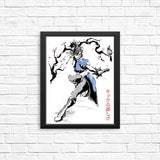 Kicking Beauty Sumi-e - Posters & Prints