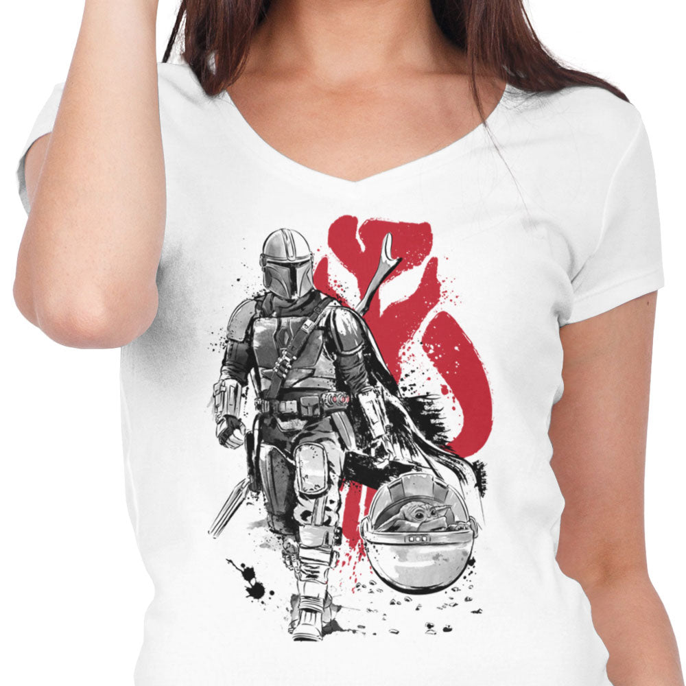 Lone Hunter and Cup - Women's V-Neck