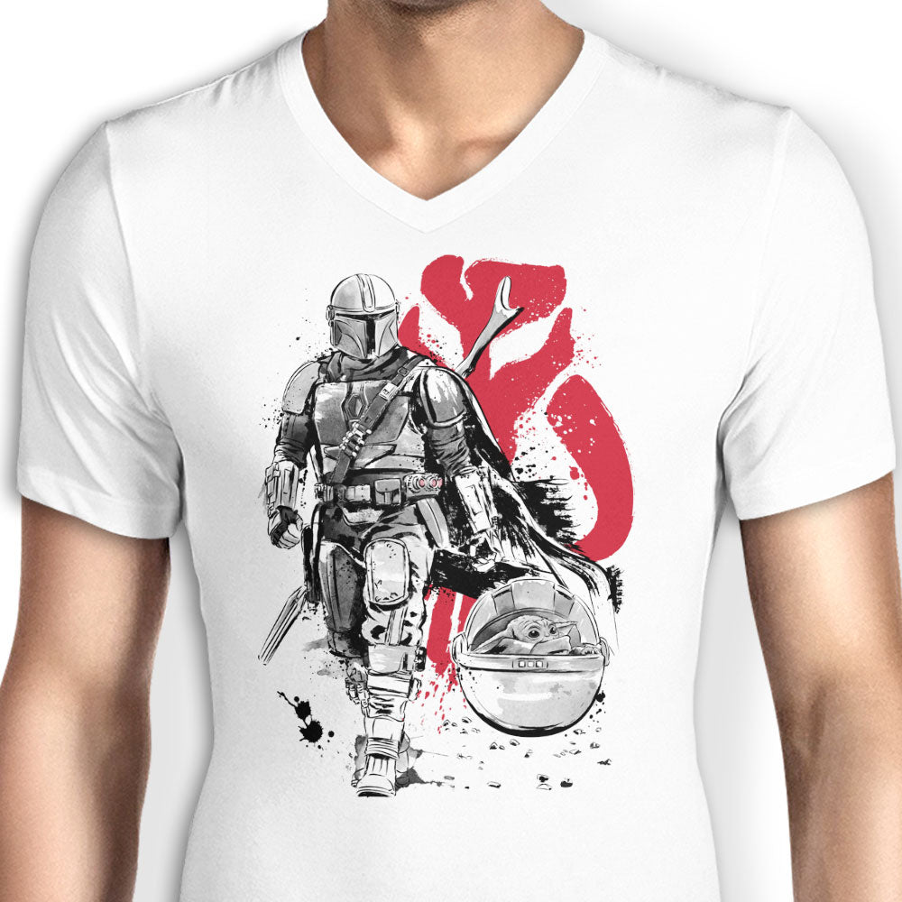 Lone Hunter and Cup - Men's V-Neck