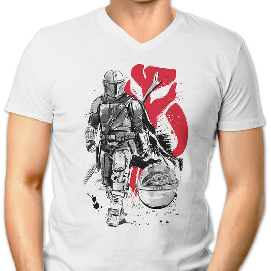 Lone Hunter and Cup - Men's V-Neck