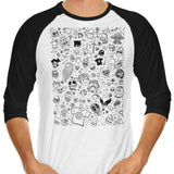 Lovely Doodles - 3/4 Sleeve Raglan T-Shirt