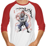 Master of the Fist Sumi-e - 3/4 Sleeve Raglan T-Shirt