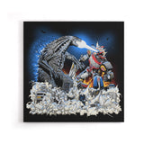 Mega Kaiju Battle - Canvas Print