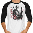 Merc Portrait Sumi-e - 3/4 Sleeve Raglan T-Shirt