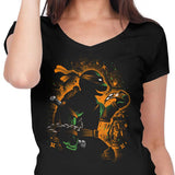 Orange Partying Ninja - Women's V-Neck