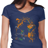 Orange Partying Ninja - Women's V-Neck