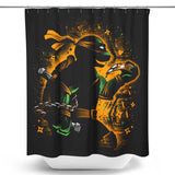 Orange Partying Ninja - Shower Curtain
